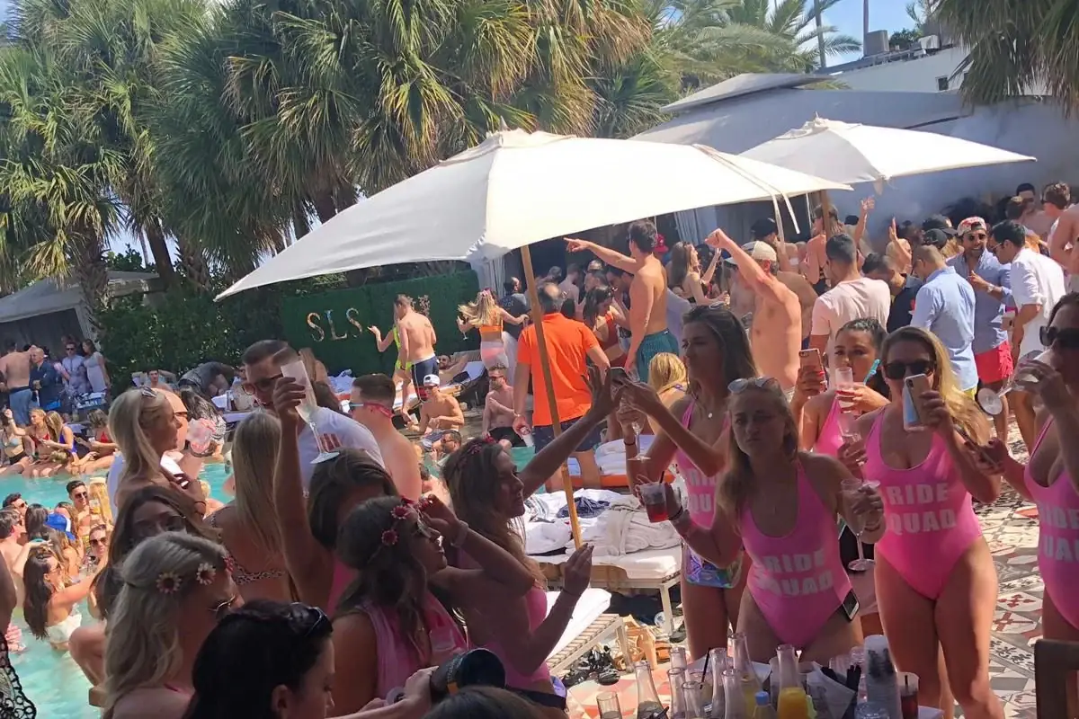SLS pool party crowd in Miami